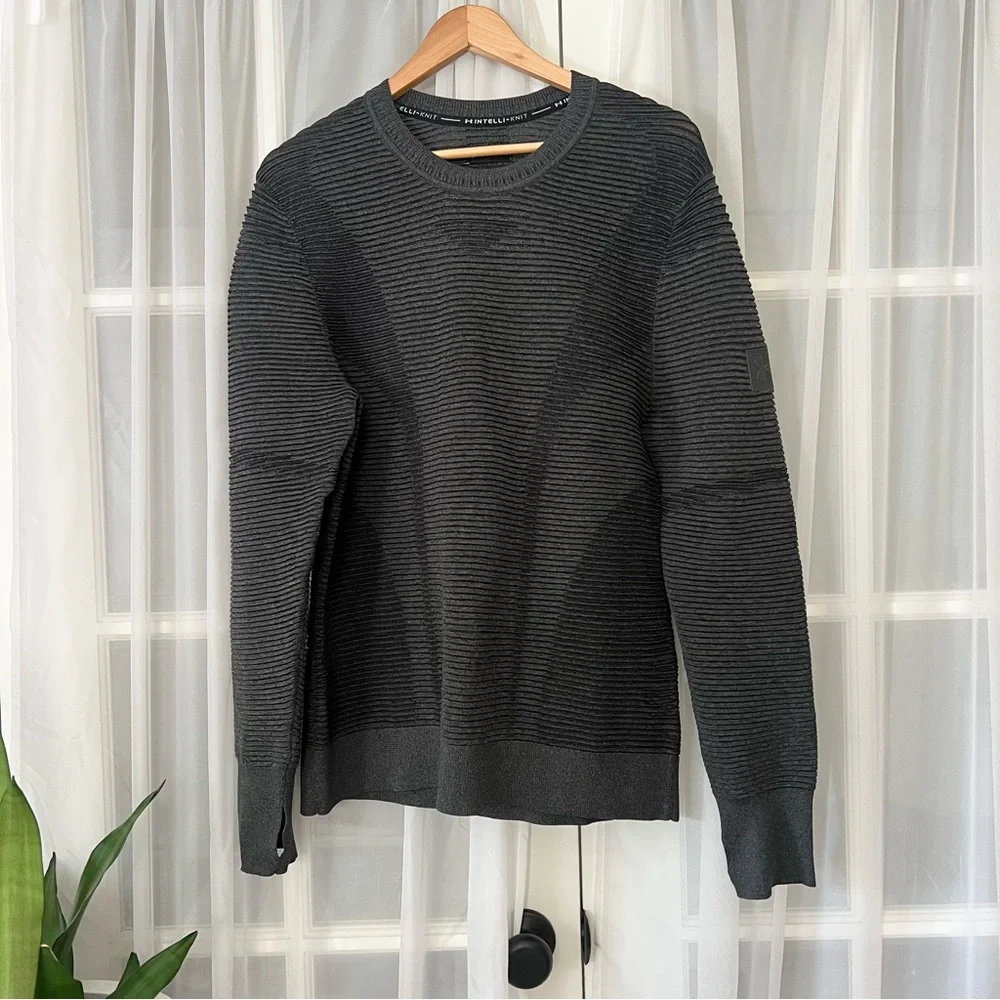 Under Armour New Mens Dark Gray Intelli-Knit Phantom 2.0 Crew Sweater Sz Large